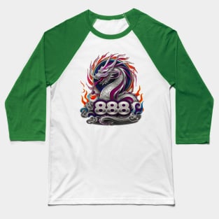 "Dragon's Ascendance: Celestial 888 Ukiyo-e" - Chinese Zodiac Dragon Baseball T-Shirt